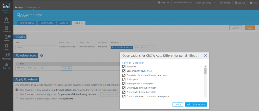 customizable flow sheet