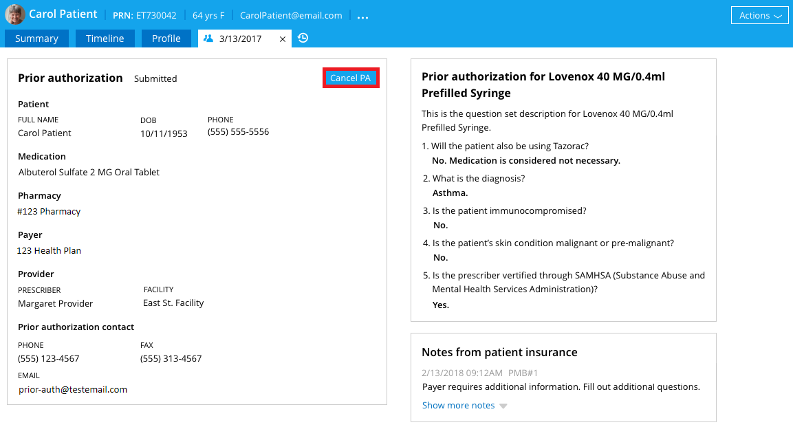 Cancel Prior Authorization